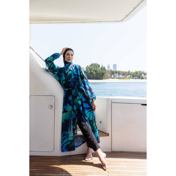 Paréo kimono de plage imprimé floral