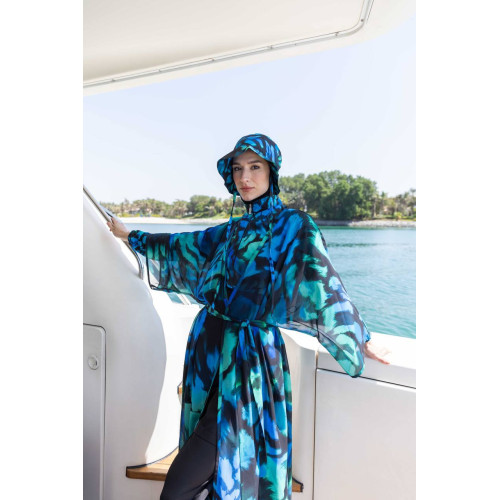 Paréo kimono de plage imprimé floral Paréo kimono de plage imprimé floral