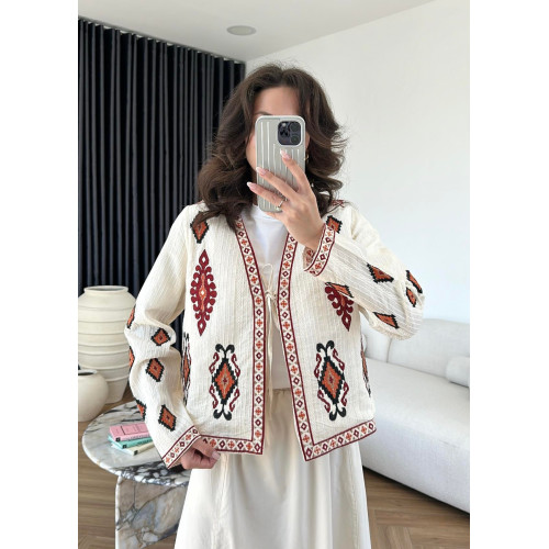 Veste bohème broderie ethnique