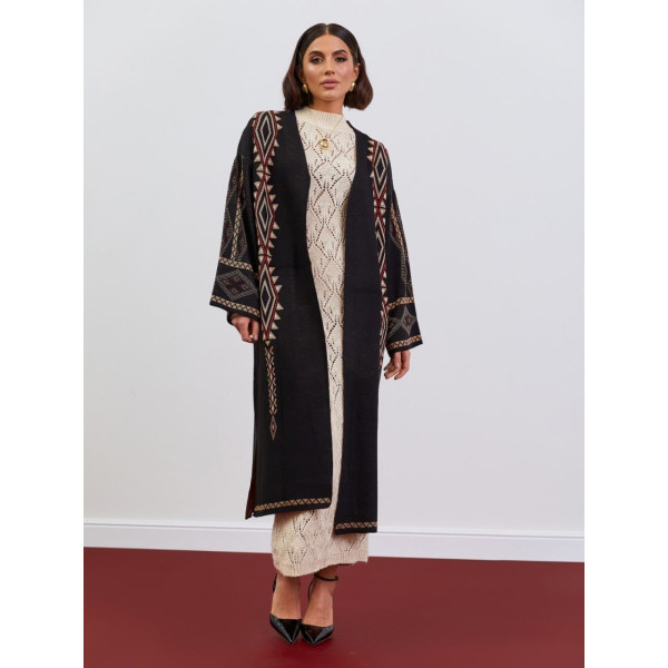 Cardigan long ethnique noir