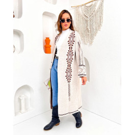 Cardigan long ethnique gris