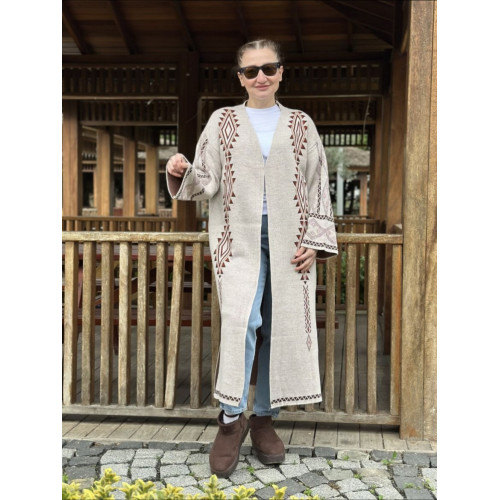 Cardigan long ethnique gris