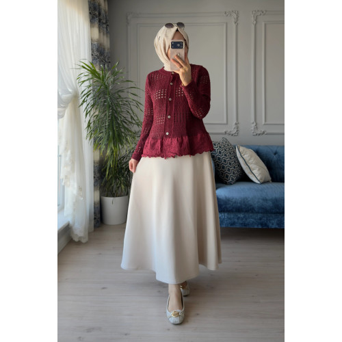 Cardigan bi-matière à broderie