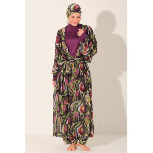 Paréo kimono de plage imprimé abstrait