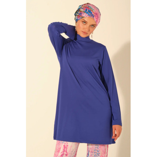 Maillot de bain hijab bleu imprimé floral