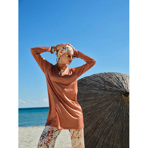 Maillot de bain hijab cannelle imprimé abstrait