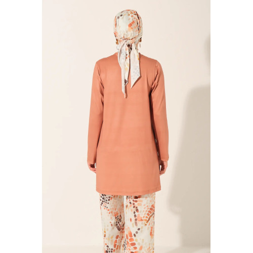 Maillot de bain hijab cannelle imprimé abstrait
