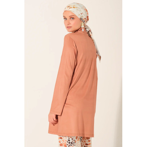 Maillot de bain hijab cannelle imprimé abstrait