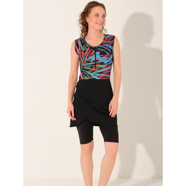 Maillot semi couvert imprimé abstrait