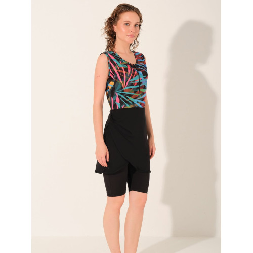 Maillot semi couvert imprimé abstrait