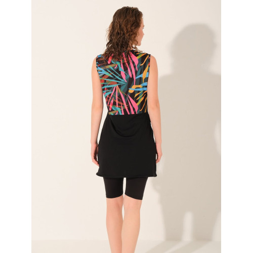 Maillot semi couvert imprimé abstrait