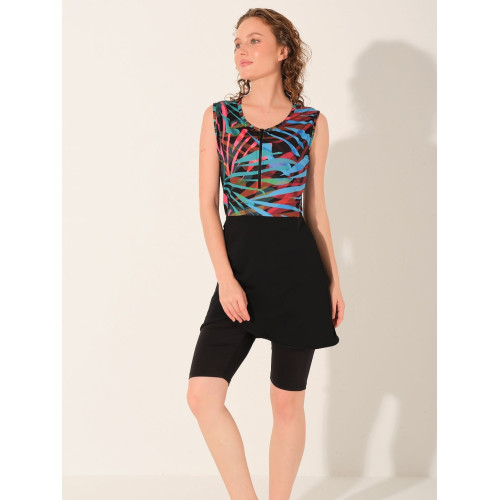 Maillot semi couvert imprimé abstrait