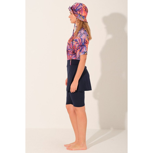 Maillot semi couvert et chapeau bob imprimé tropical