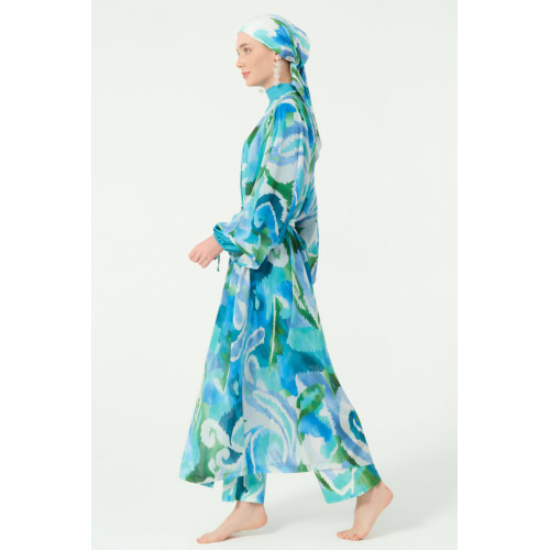 Paréo kimono de plage imprimé abstrait