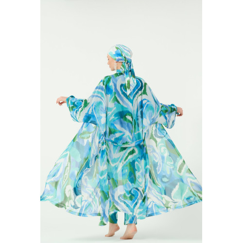 Paréo kimono de plage imprimé abstrait