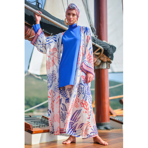Paréo kimono de plage imprimé crustacés
