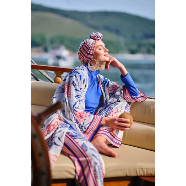 Paréo kimono de plage imprimé crustacés