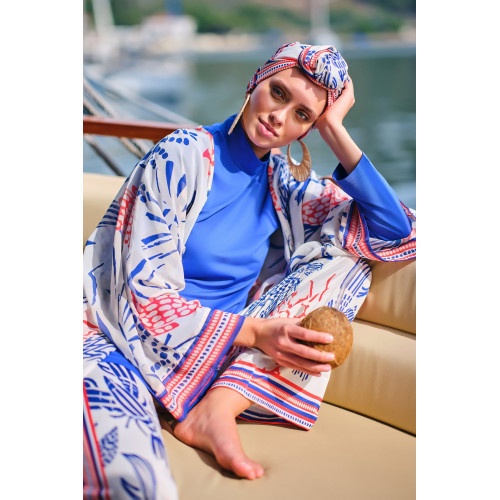 Paréo kimono de plage imprimé crustacés