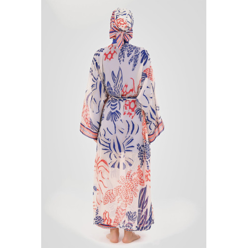 Paréo kimono de plage imprimé crustacés